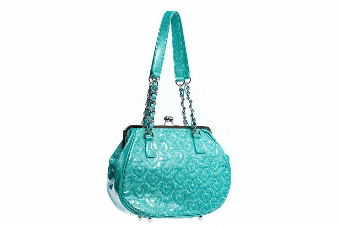 Lux De Ville Ahoy Kiss Lock Bag - Mermaid Blue Sparkle 4 Lux De Ville Ahoy Kiss Lock Bag - Mermaid Blue Sparkle