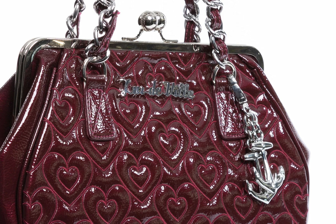 Lux De Ville Ahoy Kiss Lock Bag - Burgundy Crinkle Patent 5 Lux De Ville Ahoy Kiss Lock Bag - Burgundy Crinkle Patent