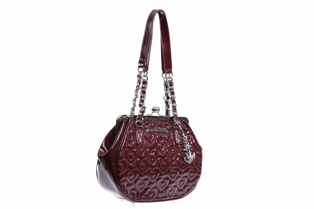 Lux De Ville Ahoy Kiss Lock Bag - Burgundy Crinkle Patent 3 Lux De Ville Ahoy Kiss Lock Bag - Burgundy Crinkle Patent