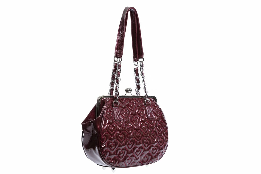 Lux De Ville Ahoy Kiss Lock Bag - Burgundy Crinkle Patent 4 Lux De Ville Ahoy Kiss Lock Bag - Burgundy Crinkle Patent