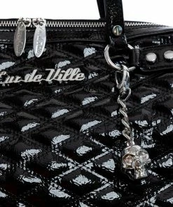 Lux De Ville Temptress Tote Medium - Black Crinkle Patent 8 Lux De Ville Temptress Tote Medium - Black Crinkle Patent
