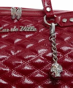 Lux De Ville Temptress Tote Medium - Red Crinkle Patent 8 Lux De Ville Temptress Tote Medium - Red Crinkle Patent