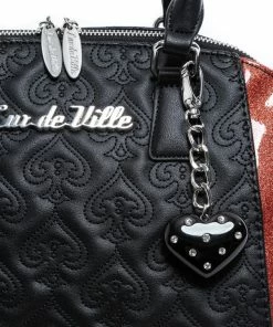 Lux De Ville Lady Lux Medium Tote - Black & Coral Sparkle