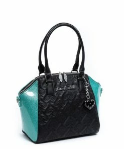 Lux De Ville Lady Lux Medium Tote - Black & Mermaid Blue Sparkle