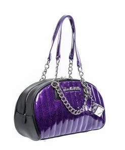 Lux De Ville Roulette Tote - Black & Poisonous Purple Sparkle