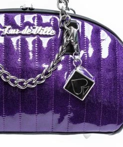 Lux De Ville Roulette Tote - Black & Poisonous Purple Sparkle