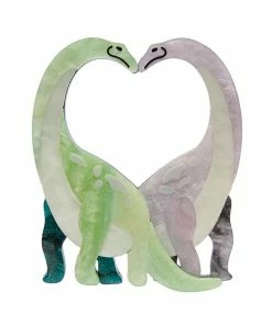 Erstwilder Dinosauria Neck And Neck Brooch - Green & Lilac