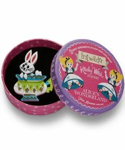 Erstwilder Kitschy Witch Alice's Wonderland Follow The White Rabbit Brooch