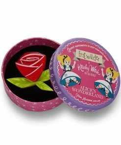 Erstwilder Kitschy Witch Alice's Wonderland Painted Rose Brooch