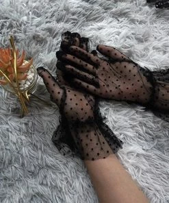 Suzie's Bombshell Boutique Accessories Bombshell Lacy Dot Gloves - Black