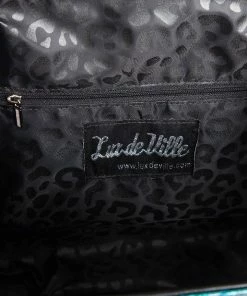 Lux De Ville High Roller Handbag - Black Matte With Electric Purple Sparkle 9 Lux De Ville High Roller Handbag - Black Matte With Electric Purple Sparkle
