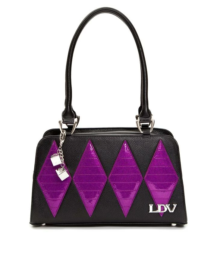 Lux De Ville High Roller Handbag - Black Matte With Electric Purple Sparkle 4 Lux De Ville High Roller Handbag - Black Matte With Electric Purple Sparkle