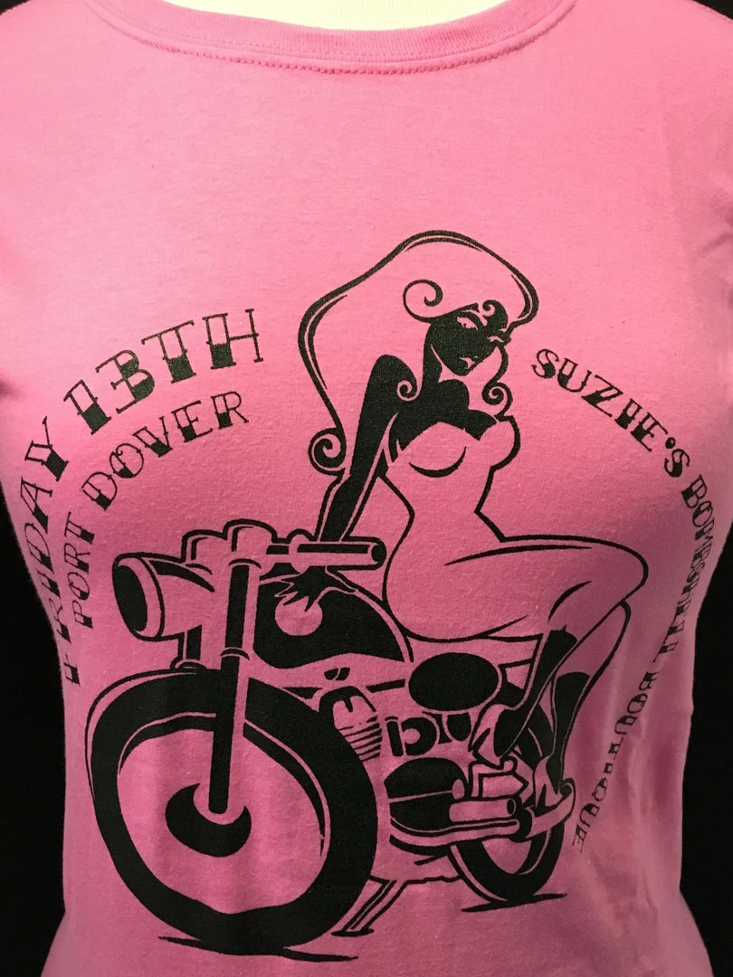 Suzie's Bombshell Boutique Biker Girl T-Shirt In Pink 3 Suzie's Bombshell Boutique Biker Girl T-Shirt In Pink