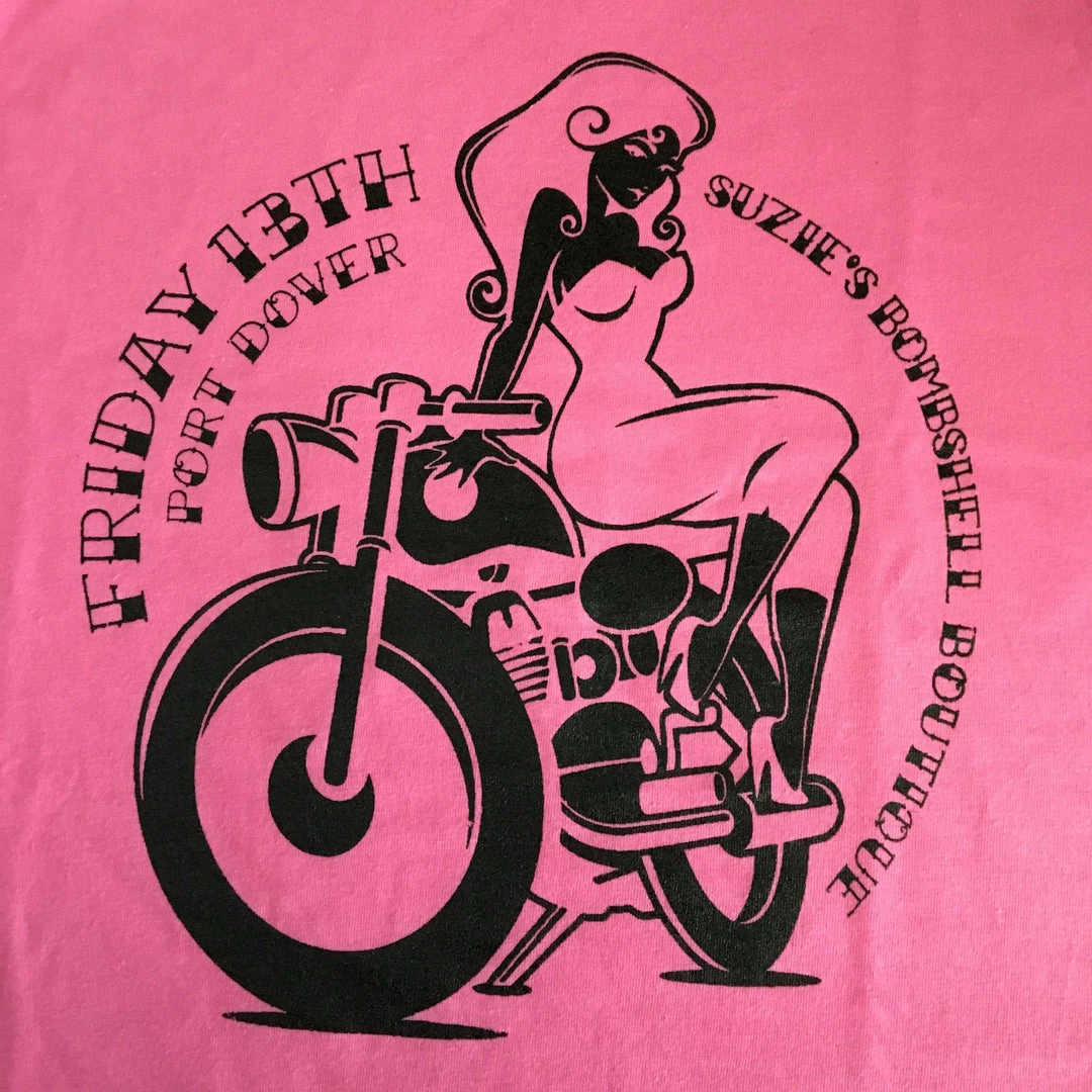 Suzie's Bombshell Boutique Biker Girl T-Shirt In Pink 4 Suzie's Bombshell Boutique Biker Girl T-Shirt In Pink