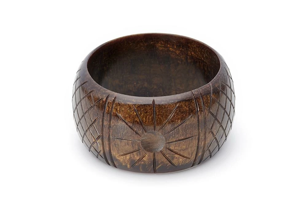 Splendette Chunky Golden Espresso Fakelite Bangle - Duchess 3 Splendette Chunky Golden Espresso Fakelite Bangle - Duchess