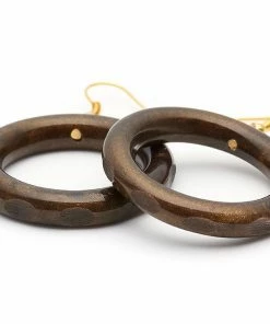 Splendette Golden Espresso Fakelite Drop Hoop Earrings