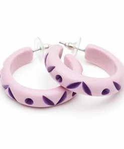 Splendette Clematis Carved Hoop Earrings