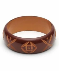Splendette Wide Walnut Carved Bangle - Duchess