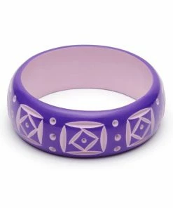 Splendette Wide Violet Carved Bangle - Duchess