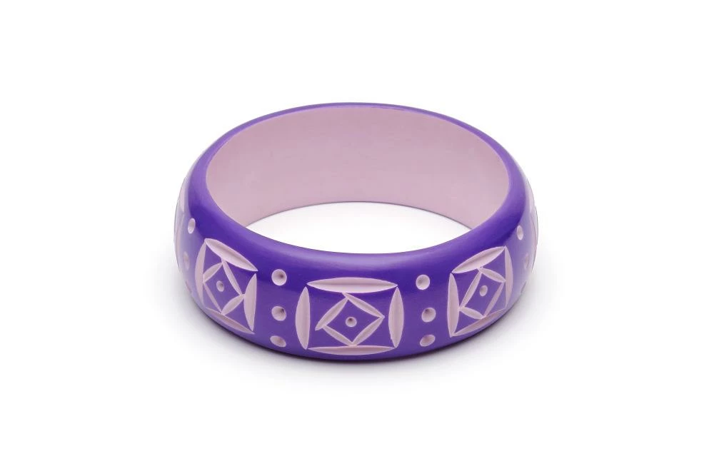 Splendette Wide Violet Carved Bangle - Duchess 3 Splendette Wide Violet Carved Bangle - Duchess