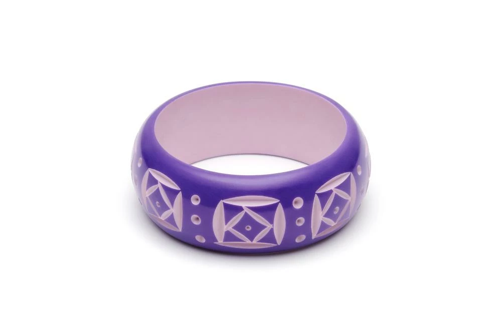 Splendette Wide Violet Carved Bangle 3 Splendette Wide Violet Carved Bangle