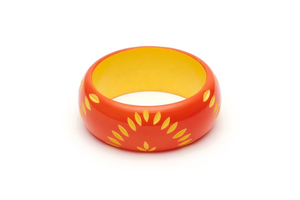 Splendette Wide Sunset Carved Bangle 3 Splendette Wide Sunset Carved Bangle