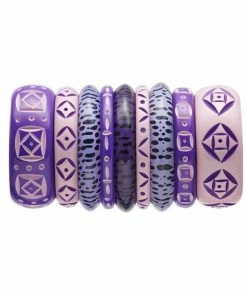 Splendette Wide Violet Carved Bangle 7 Splendette Wide Violet Carved Bangle