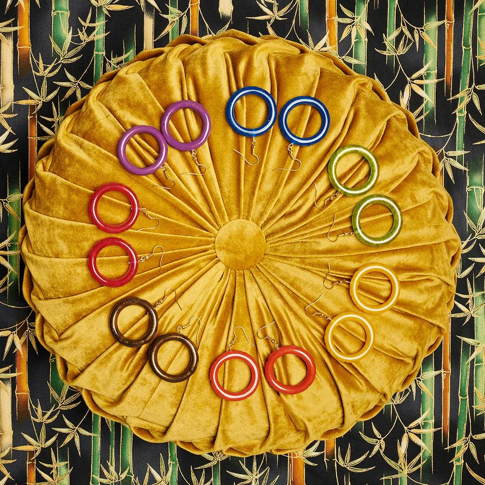 Splendette Golden Espresso Fakelite Drop Hoop Earrings 4 Splendette Golden Espresso Fakelite Drop Hoop Earrings