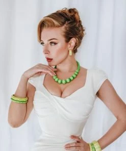 Splendette Carved Bead Necklace - Lime 7 Splendette Carved Bead Necklace - Lime