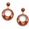 Splendette Carved Drop Hoop Earrings - Café 1 Splendette Carved Drop Hoop Earrings - Café