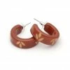 Splendette Carved Hoop Earrings - Café
