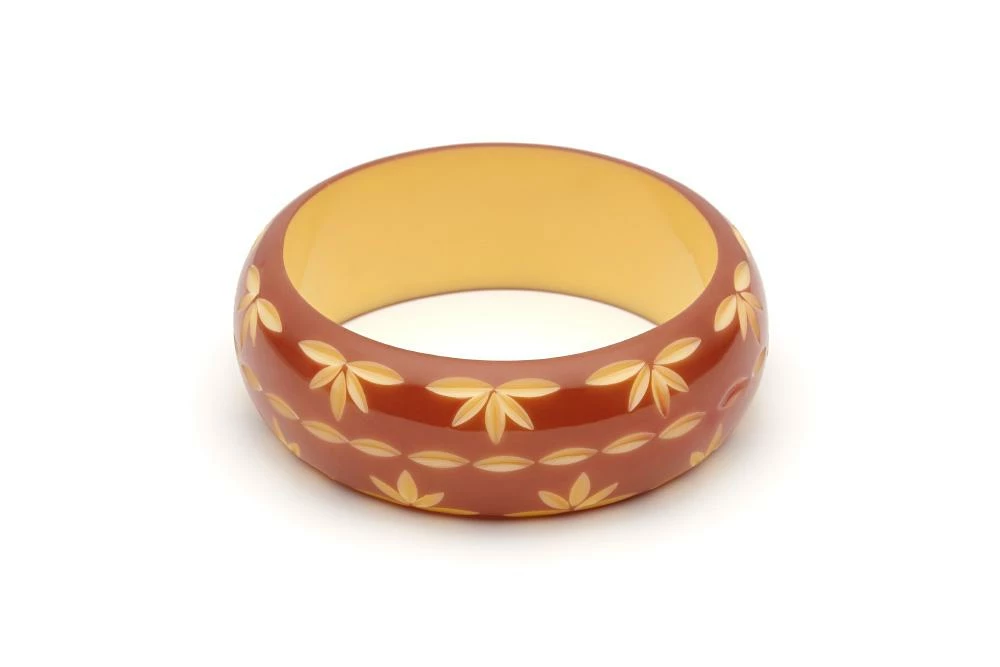 Splendette Wide Carved Bangle Duchess - Café 3 Splendette Wide Carved Bangle Duchess - Café
