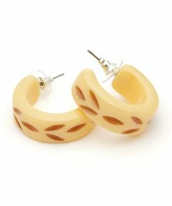 Splendette Carved Hoop Earrings - Lait