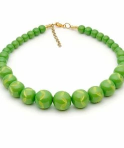 Splendette Carved Bead Necklace - Lime