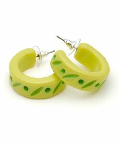 Splendette Carved Hoop Earrings - Zest