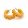 Splendette Carved Hoop Earrings - Honeysuckle