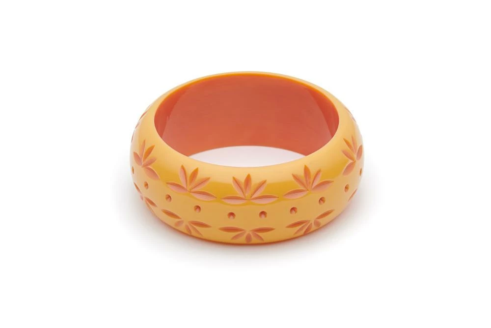 Splendette Wide Carved Bangle - Honeysuckle 3 Splendette Wide Carved Bangle - Honeysuckle