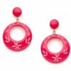 Splendette Carved Drop Hoop Earrings - Raspberry 1 Splendette Carved Drop Hoop Earrings - Raspberry