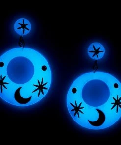 Splendette Wolf Moon Drop Hoop Earrings