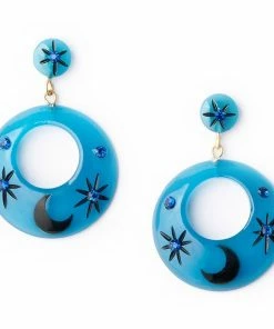 Splendette Wolf Moon Drop Hoop Earrings