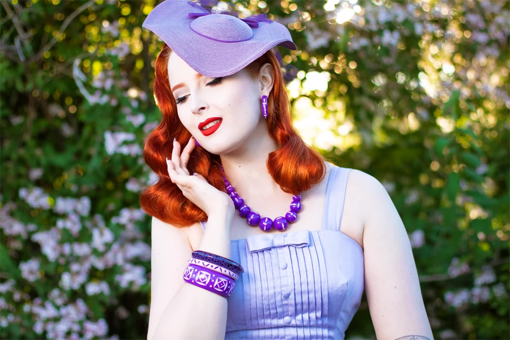 Splendette Wide Violet Carved Bangle - Duchess 5 Splendette Wide Violet Carved Bangle - Duchess