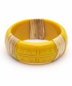 Splendette Ochre Cane Light Cane Bangle - Wide