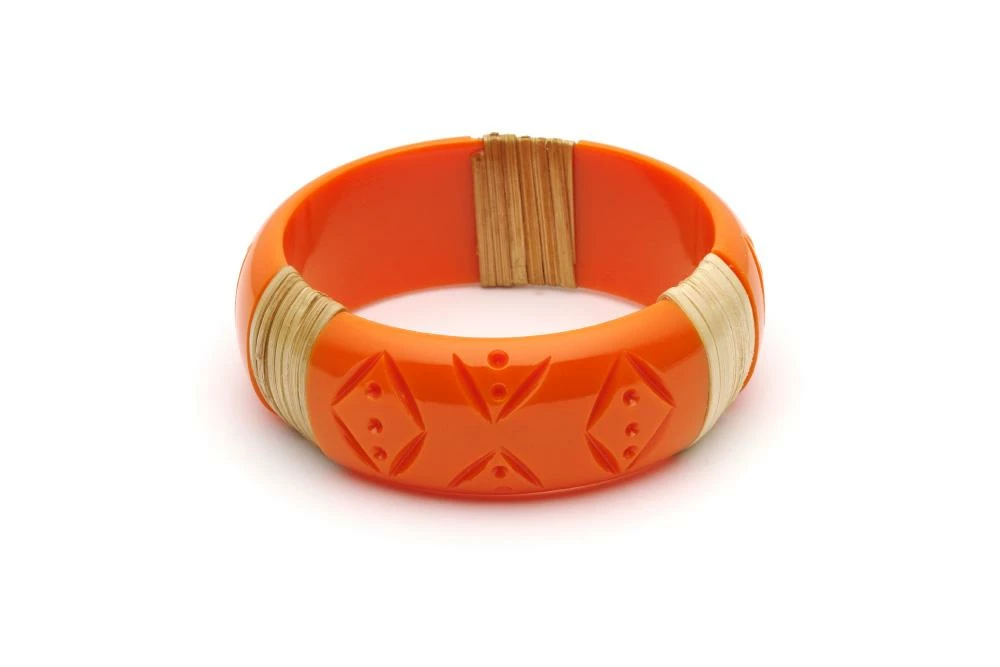 Splendette Tangerine Cane Light Cane Bangle - Wide Duchess