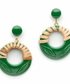 Splendette Parakeet Cane Light Cane Drop Hoop Earrings