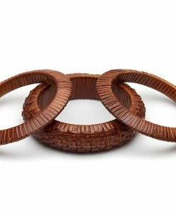 Splendette Set Of 3 Mid Brown Woven Bamboo Bangles