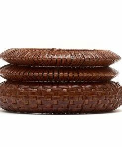 Splendette Set Of 3 Mid Brown Woven Bamboo Bangles
