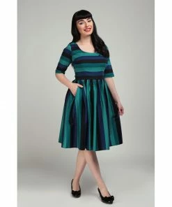 Collectif Amber-Lea Twilight Stripe Swing Dress