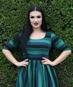 Collectif Amber-Lea Twilight Stripe Swing Dress