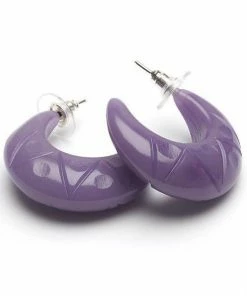Splendette Small Amethyst Fakelite Hoop Earrings
