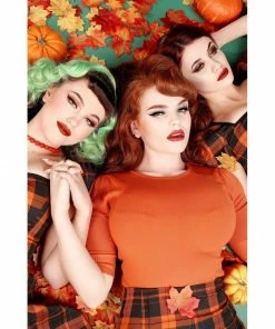 Collectif Chrissie Plain Knitted Top - Orange